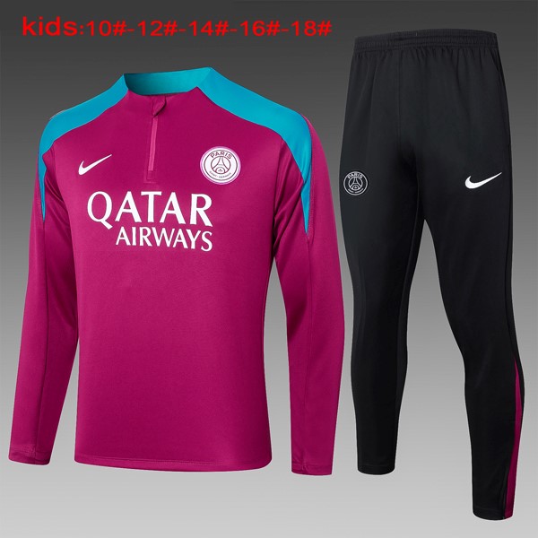 Niños Sudadera De Training PSG 2024 2025 Purpura Rojo 3